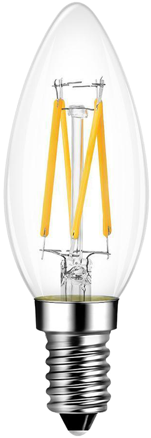 Ampoule LED Fil. (C) Flamme lisse claire 4000K 4W 380L E14 dimmable IRC90