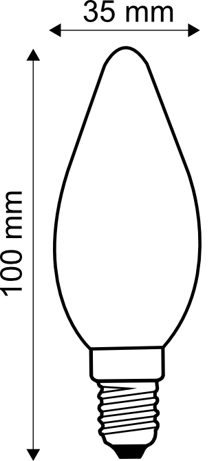 Ampoule LED Fil. (C) Flamme lisse claire 4000K 4W 380L E14 dimmable IRC90