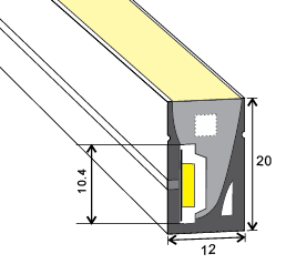 Neon flex LED 24V 9,6W/m 3000K x10m