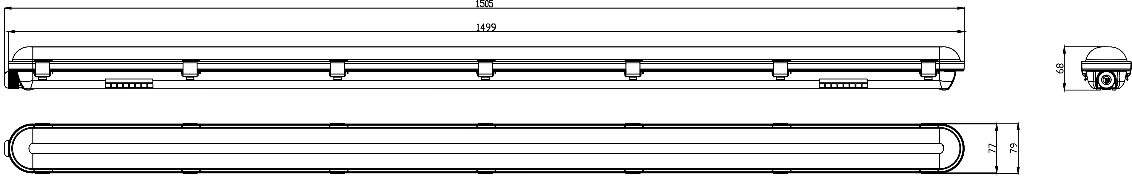 Réglette LED IP65 Malltis 1M50 - CCT 48W 7200L 150L/W Connectable