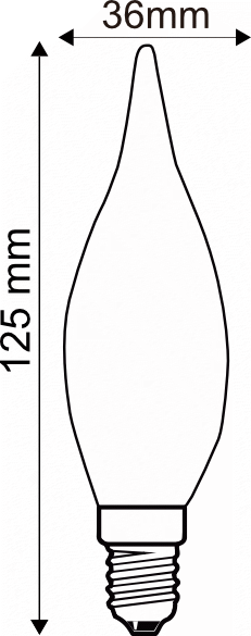 Ampoule LED Flamme CDV droite Dépoli Ext. 2700K 4W 350L E14 IRC90 Dimmable