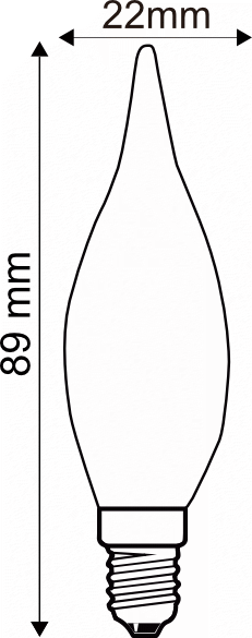 Ampoule LED Flamme CDV droite Dépoli Ext. 2700K 1W 100L E14 IRC90